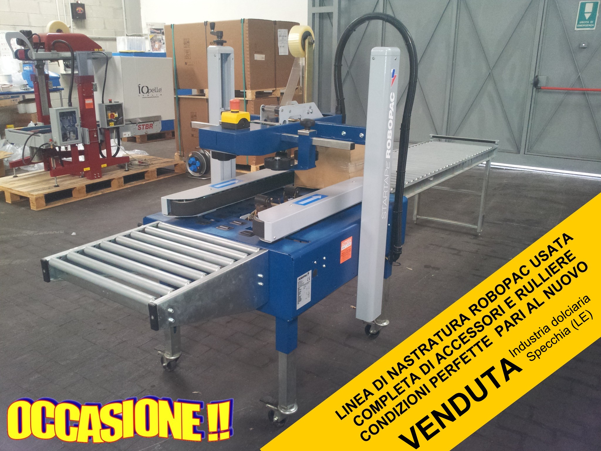 Linea di nastratura Robopac completa di rulliere - VENDUTA - Industria dolciaria - Specchia (LE)